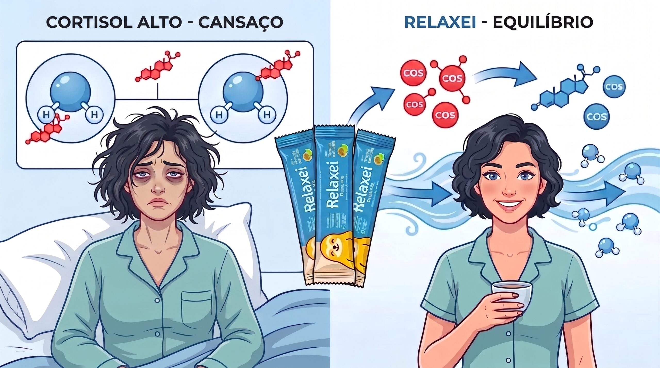 Mulher ao acordar com o Relaxei